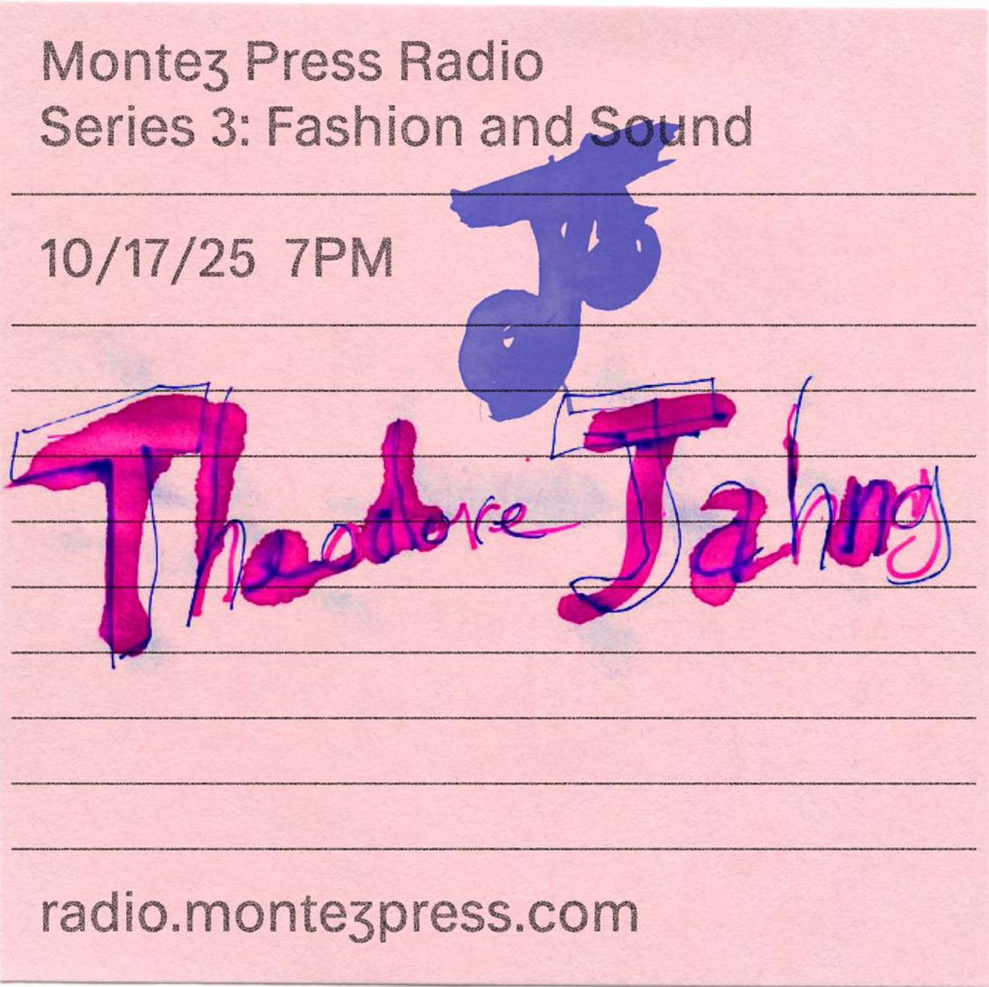 A post-it-note with the title of the show hadwritten in ink.