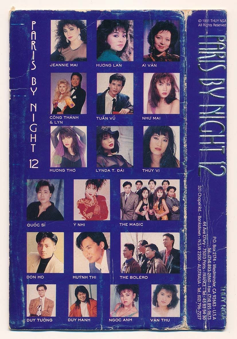 The back of a Paris By Night video featuring the portraits of performers.