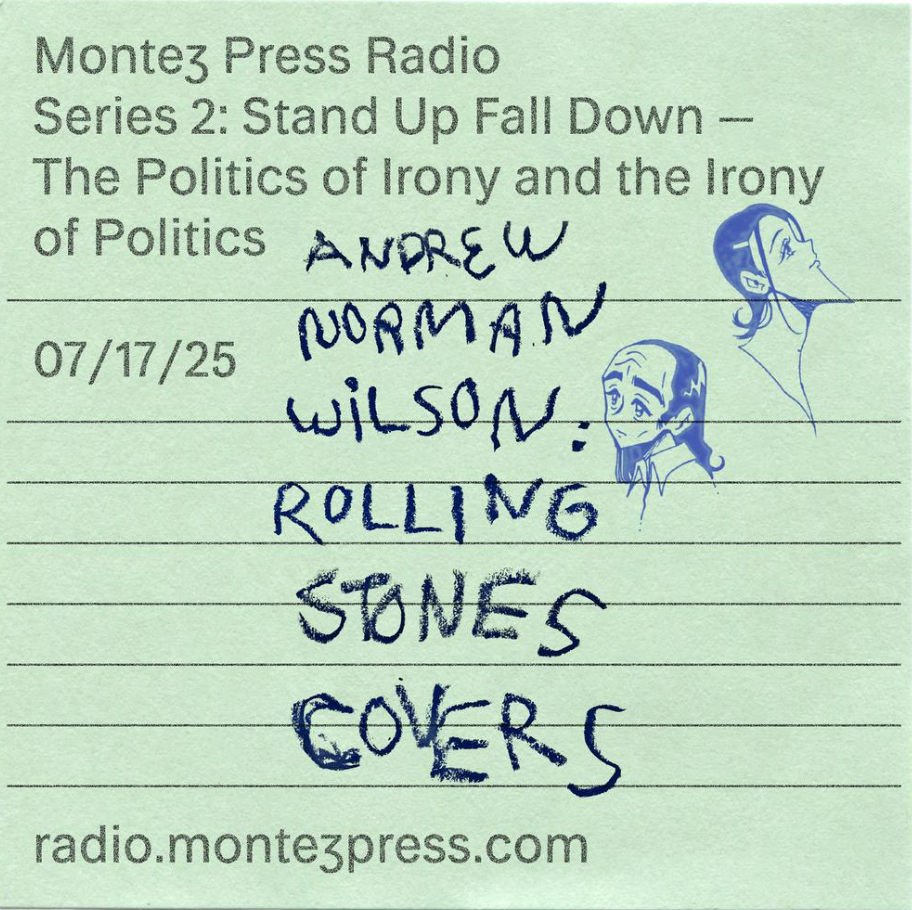 Post it note with the title of the show handwritten on it.